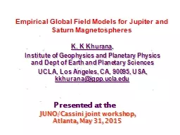 Empirical Global Field Models for Jupiter and Saturn Magnet