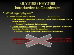 GLY3160 / PHY3160