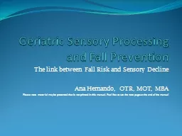Geriatric Sensory Processing and Fall Prevention