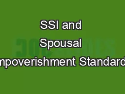 SSI and Spousal Impoverishment Standards