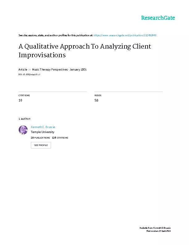 Analyzing Client Improvisations    A QUALITATIVE APPROACH TO ANALYZING