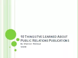 10 Things I’ve Learned About Public Relations Publication