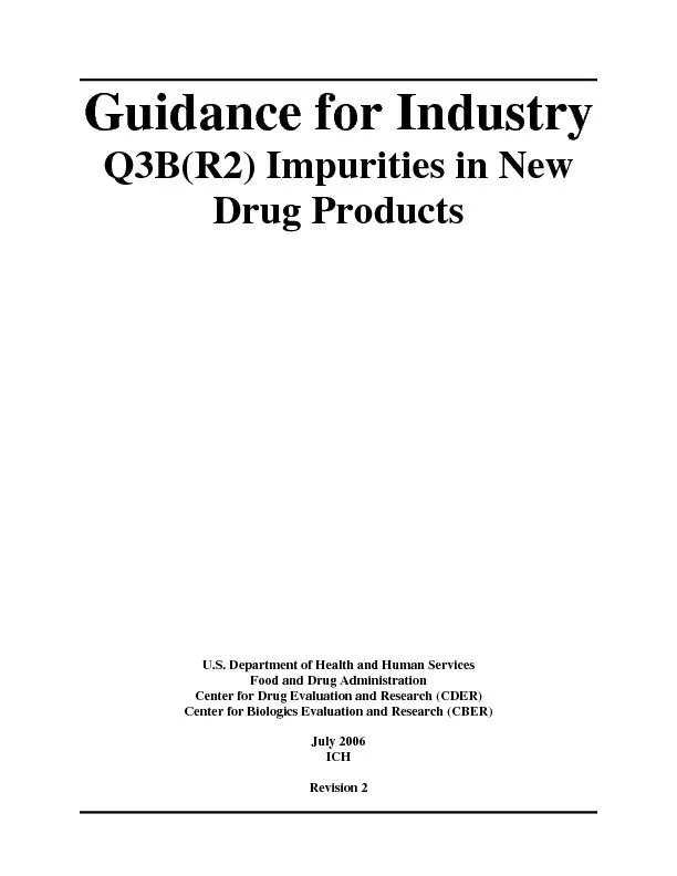 Guidance for Industry Q3B(R2) Impurities in New Drug Products