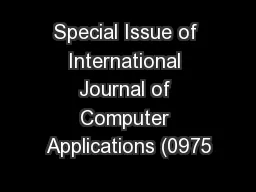 Special Issue of International Journal of Computer Applications (0975