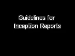 Guidelines for Inception Reports