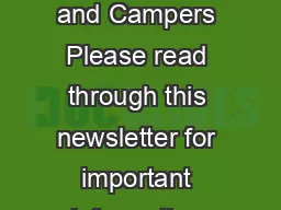 Camper Information Newsletter  Dear Parents and Campers Please read through this newsletter