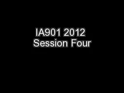 IA901 2012 Session Four