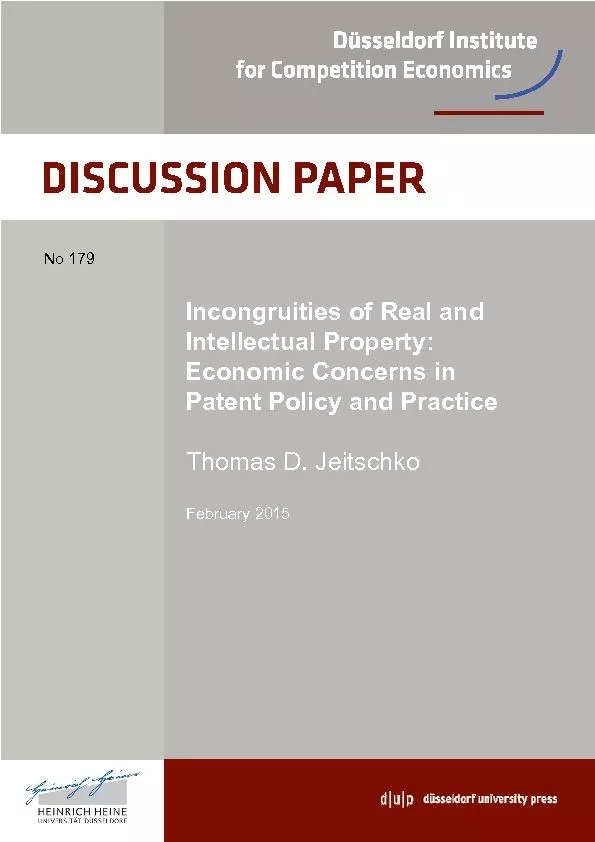 Incongruities of Real and Intellectual Property: Economic Concerns in