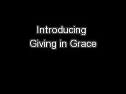 Introducing Giving in Grace