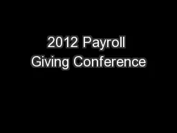 2012 Payroll Giving Conference