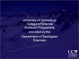 University of Canterbury  College of Science Outreach Progr