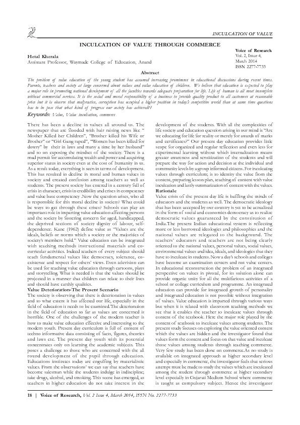 Voice of Research, Vol. 2 Issue 4, March 2014, ISSN No. 2277-7733
