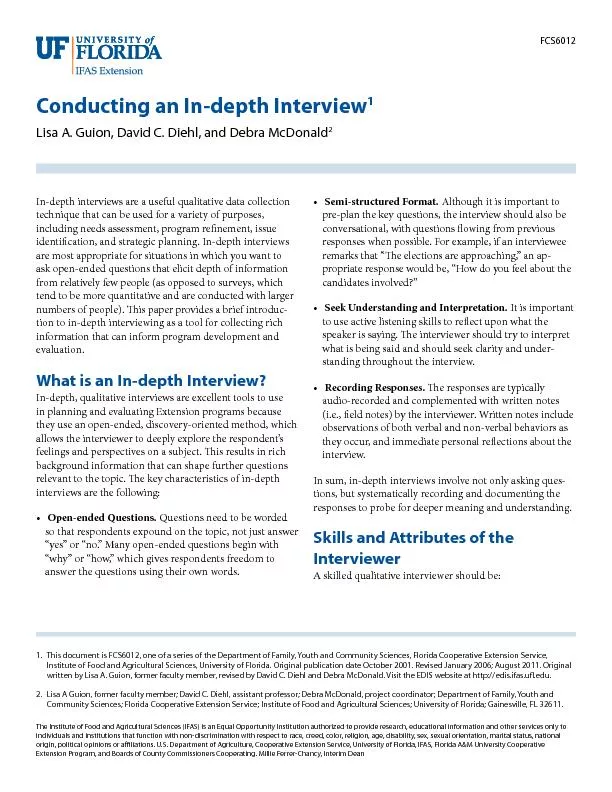 Conducting an In-depth InterviewLisa A. Guion, David C. Diehl, and Deb