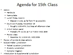 1 Agenda for 15th Class