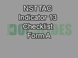 NSTTAC Indicator 13 Checklist Form A