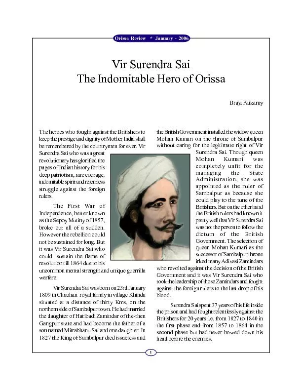 Orissa  Review    *   January  -  2006The heroes who fought against th