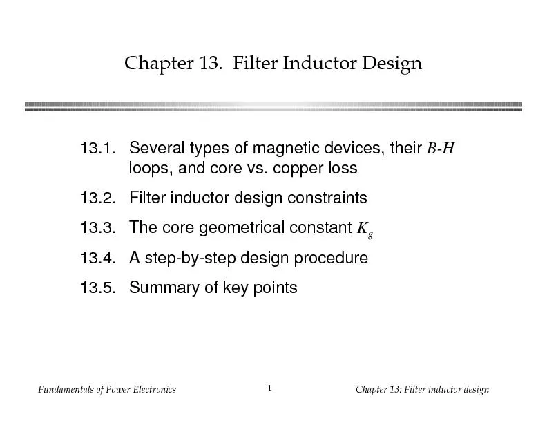 Fundamentals of Power ElectronicsChapter 13: Filter inductor design
..