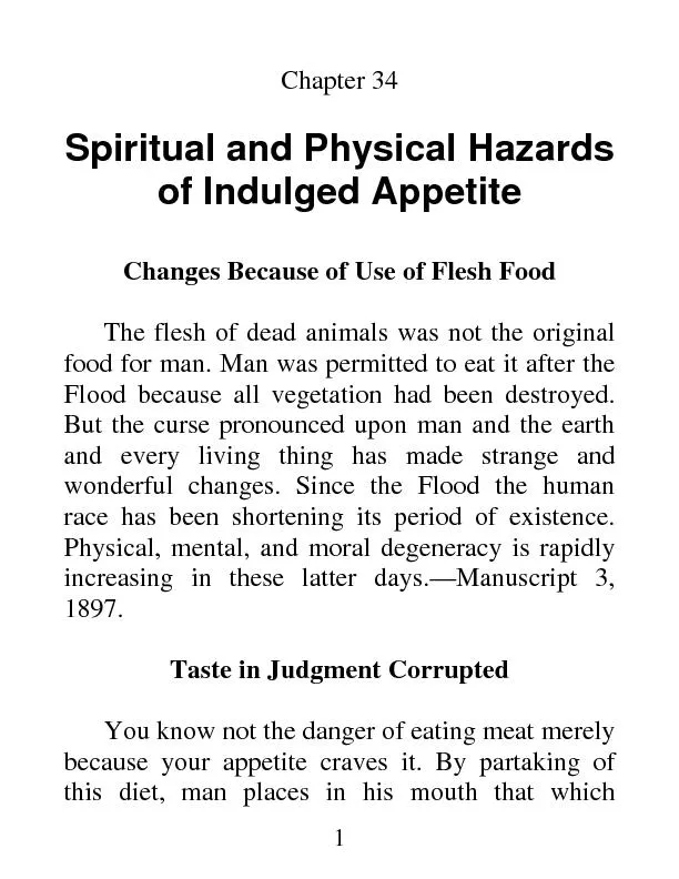 Chapter 34 Spiritual and Physical Hazards of Indulged Appetite Changes