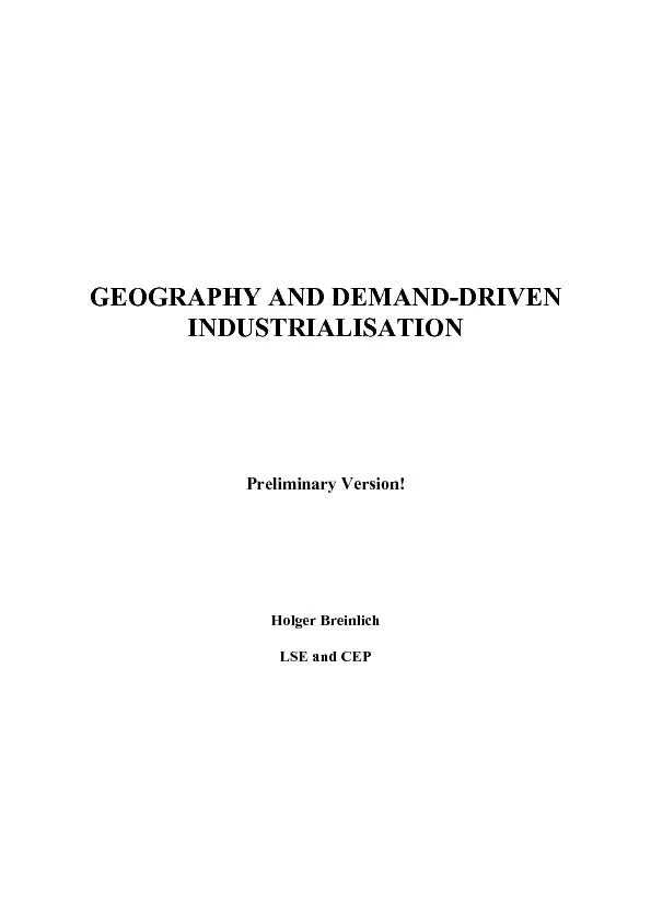 GEOGRAPHY AND DEMAND-DRIVEN INDUSTRIALISATION