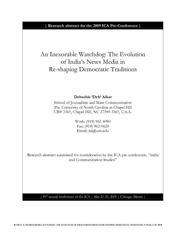 AIKAT  AN INEXORABLE WATCHDOG: THE EVOLUTION OF INDIA