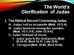 The World’s Glorification of Judas