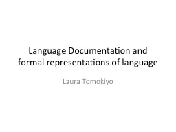 Language Documentation and formal representations of langua