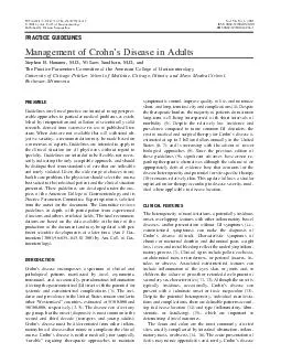 PRACTICE GUIDELINES Management of Crohns Disease in Adults Stephen B