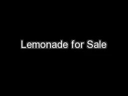 Lemonade for Sale
