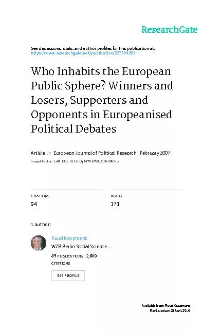 WhoinhabitstheEuropeanpublicsphere?Winnersandlosers,supportersandoppon