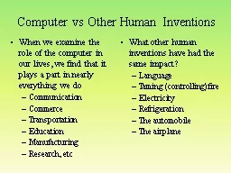 Computer vs Other Human Inventions