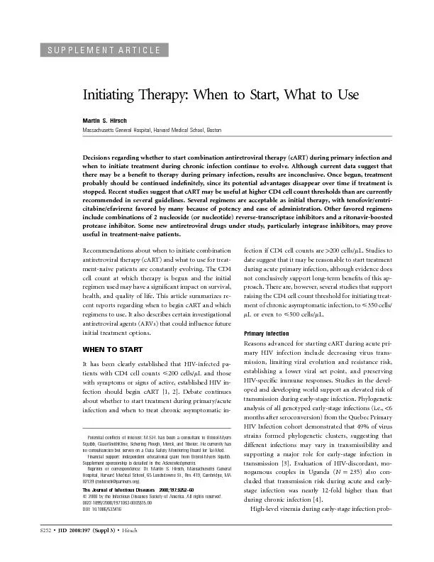 SUPPLEMENTARTICLEInitiatingTherapy:WhentoStart,WhattoUseMartinS.Hirsch