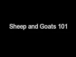 Sheep and Goats 101