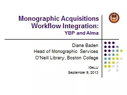 Monographic Acquisitions Workflow