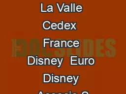 BP    Marne La Valle Cedex  France Disney  Euro Disney Associs S
