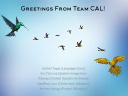 Greetings From Team CAL!