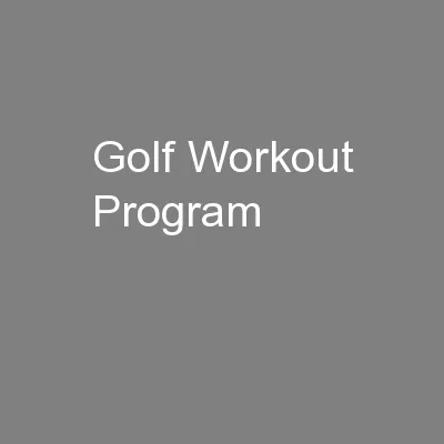 Golf Workout Program