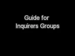 Guide for Inquirers Groups