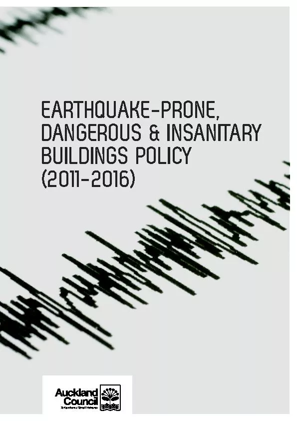 Earthquake-Prone, Dangerous & Insanitary Buildings Policy (2011 - 2016