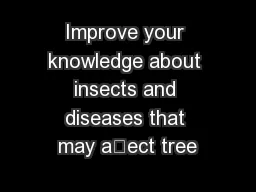 Improve your knowledge about insects and diseases that may aect tree