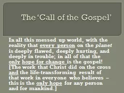 The ‘Call of the Gospel’