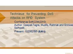 Technieue for Preventing DoS Attacks on RFID System