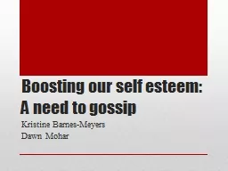Boosting our self esteem: A need to gossip