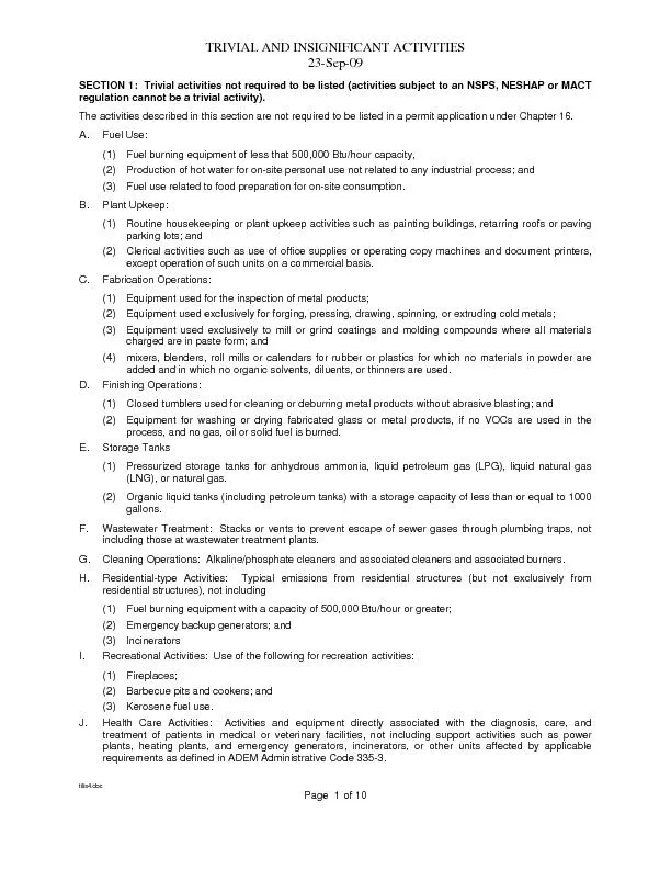 tilis4.doc SECTION 1:  Trivial activities not required to be listed (a