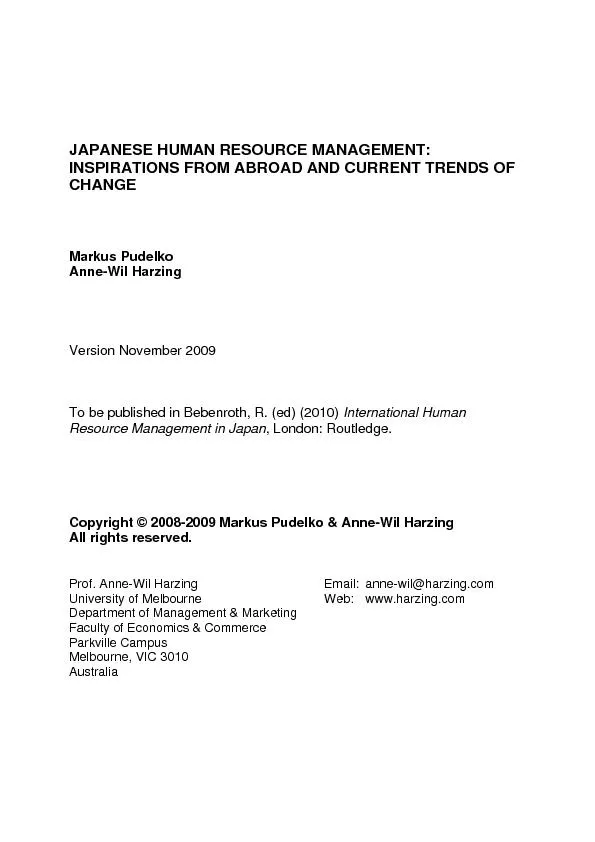 JAPANESE HUMAN RESOURCE MANAGEMENT:  INSPIRATIONS FROM NT TRENDS OF Ma