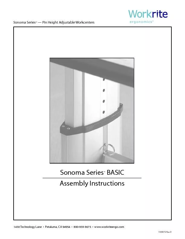 Sonoma Series BASIC Workcenters1450 Technology Lane  •  Petalum
