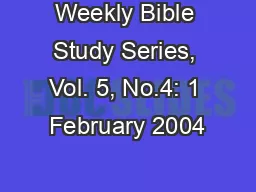 Weekly Bible Study Series, Vol. 5, No.4: 1 February 2004