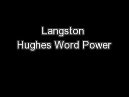 Langston Hughes Word Power