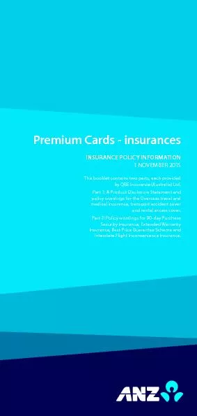 Premium Cards - insurancesINSURANCE POLICY INFORMATION1 NOVEMBER 2015T
