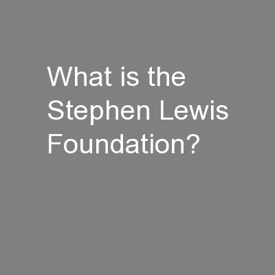 What is the Stephen Lewis Foundation?
