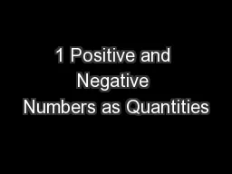 1 Positive and Negative Numbers as Quantities